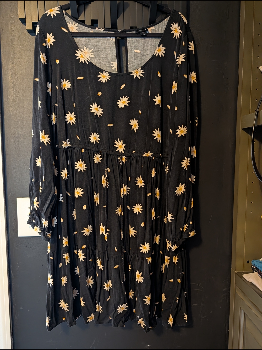 torrid Black Daisy Tiered Long-Sleeve Dress